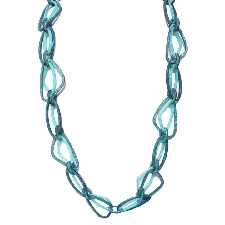 Collana Resina Lunga Catena Intreccio Bluceleste