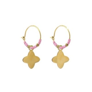 Pendenti Quadrifoglio Cristalli Rosa Acciaio