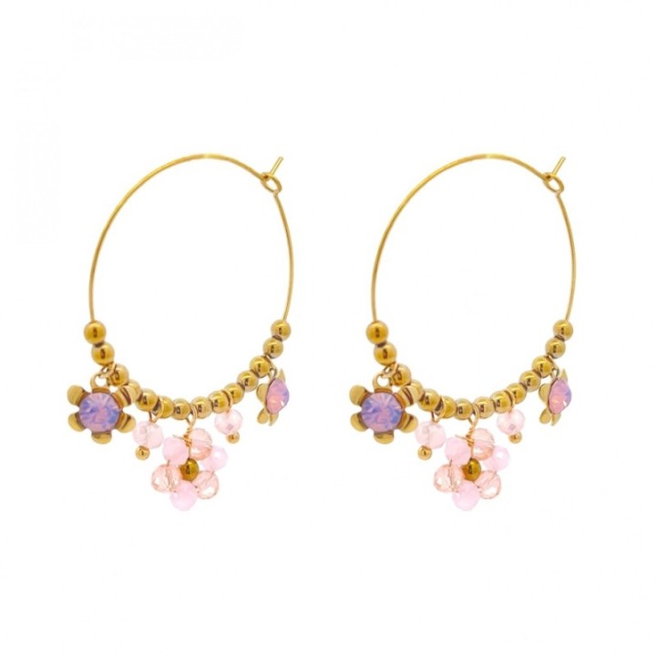 Cerchi Bubbles Fiorellini Cristallo Rosa Acciaio